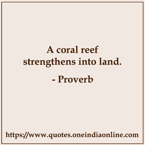 A coral reef strengthens into land.