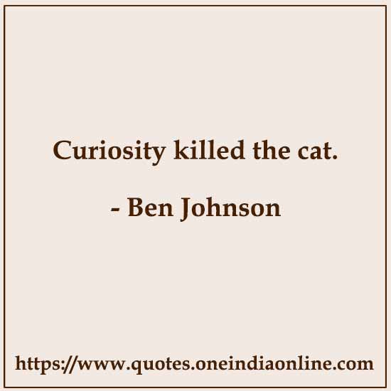 Curiosity killed the cat.

- Ben Johnson