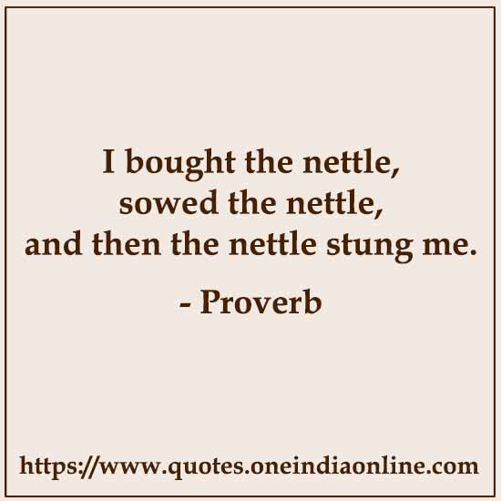 I bought the nettle, sowed the nettle, and then the nettle stung me.