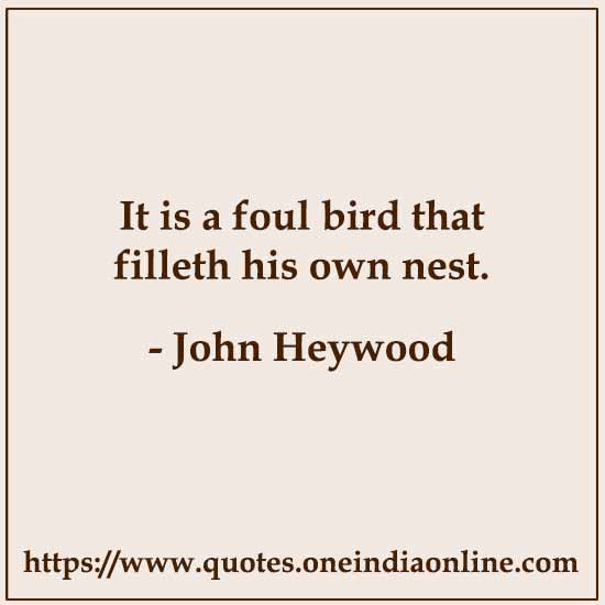 It is a foul bird that filleth his own nest. 

- John Heywood