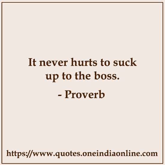 It never hurts to suck up to the boss. It never hurts to suck up to the boss. Klingon Proverbs