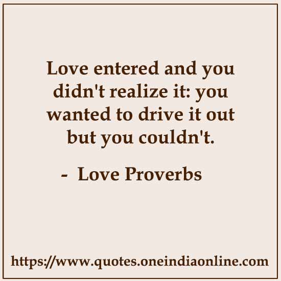 Love entered and you didn't realize it: you wanted to drive it out but you couldn't.

Sicilian Proverbs About Love