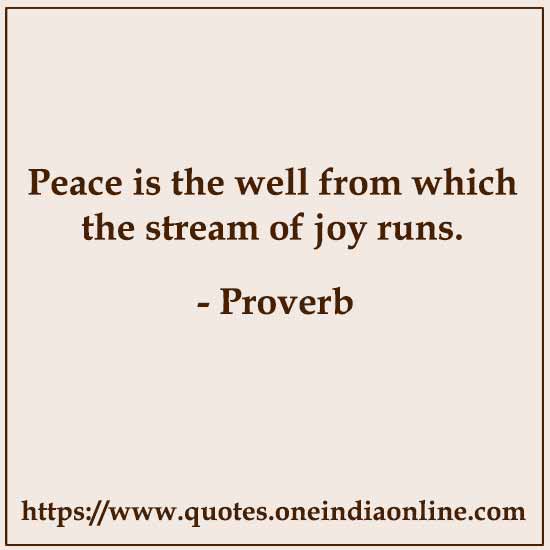 Peace is the well from which the stream of joy runs.
