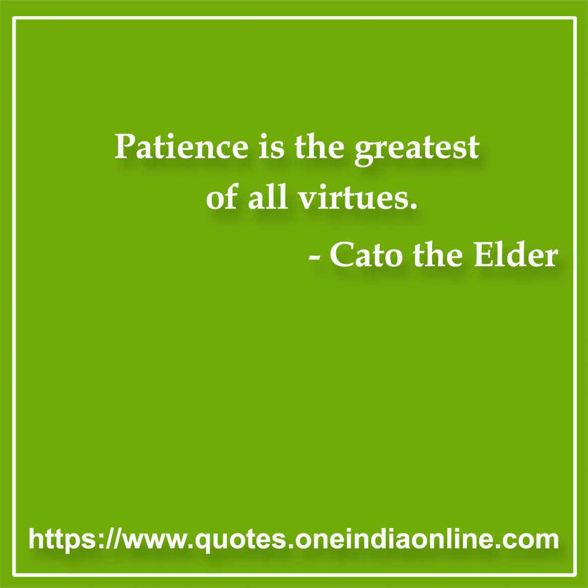 Patience is the greatest of all virtues.

- Patience Quotes by Cato the Elder