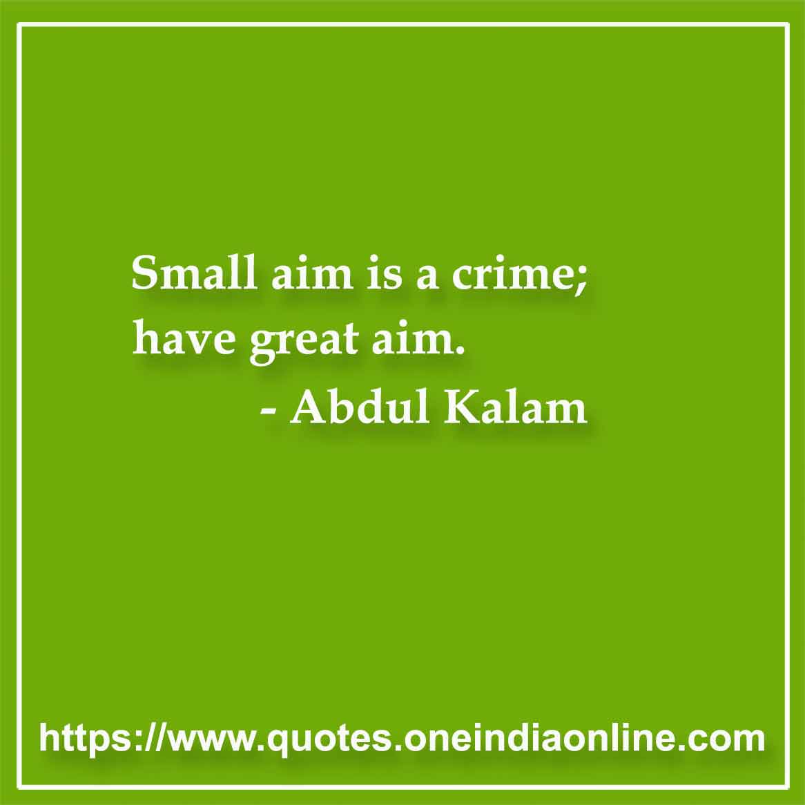 Small aim is a crime; have great aim.

