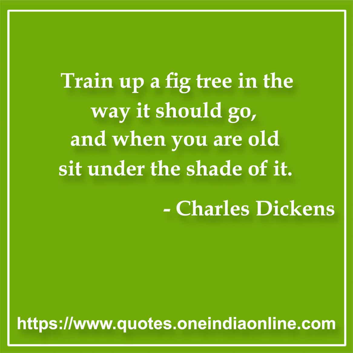 Train up a fig tree in the way it should go, and when you are old sit under the shade of it.

- Tress Quotes by Charles Dickens 