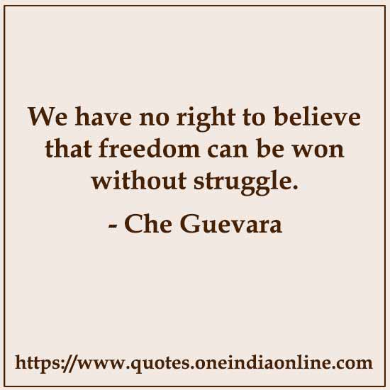 We have no right to believe that freedom can be won without struggle.
