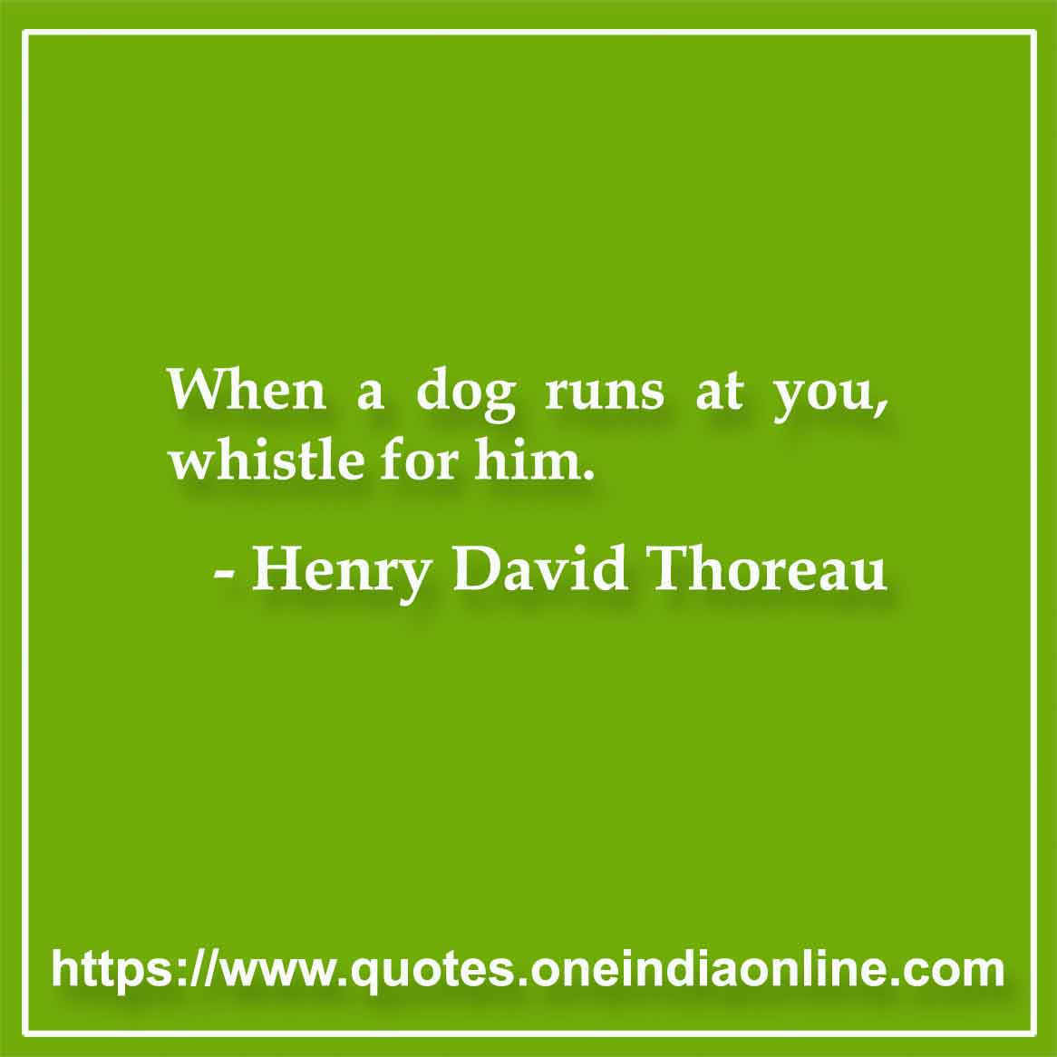 When a dog runs at you, whistle for him.

- Henry David Thoreau Quotes