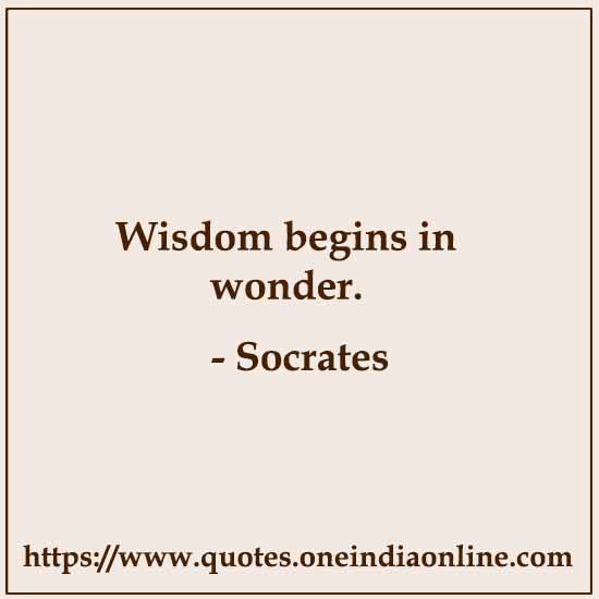 Wisdom begins in wonder.